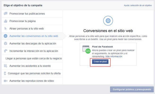 objetivos campaña Facebook Ads