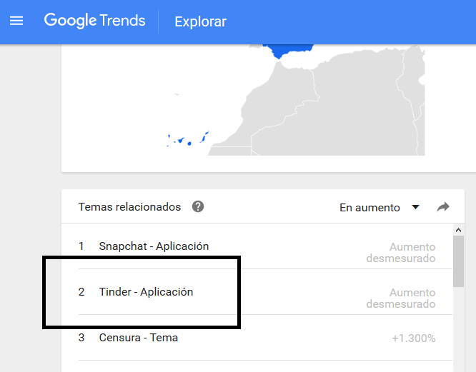 Aplicaciones para ligar Tinder en Google Trends