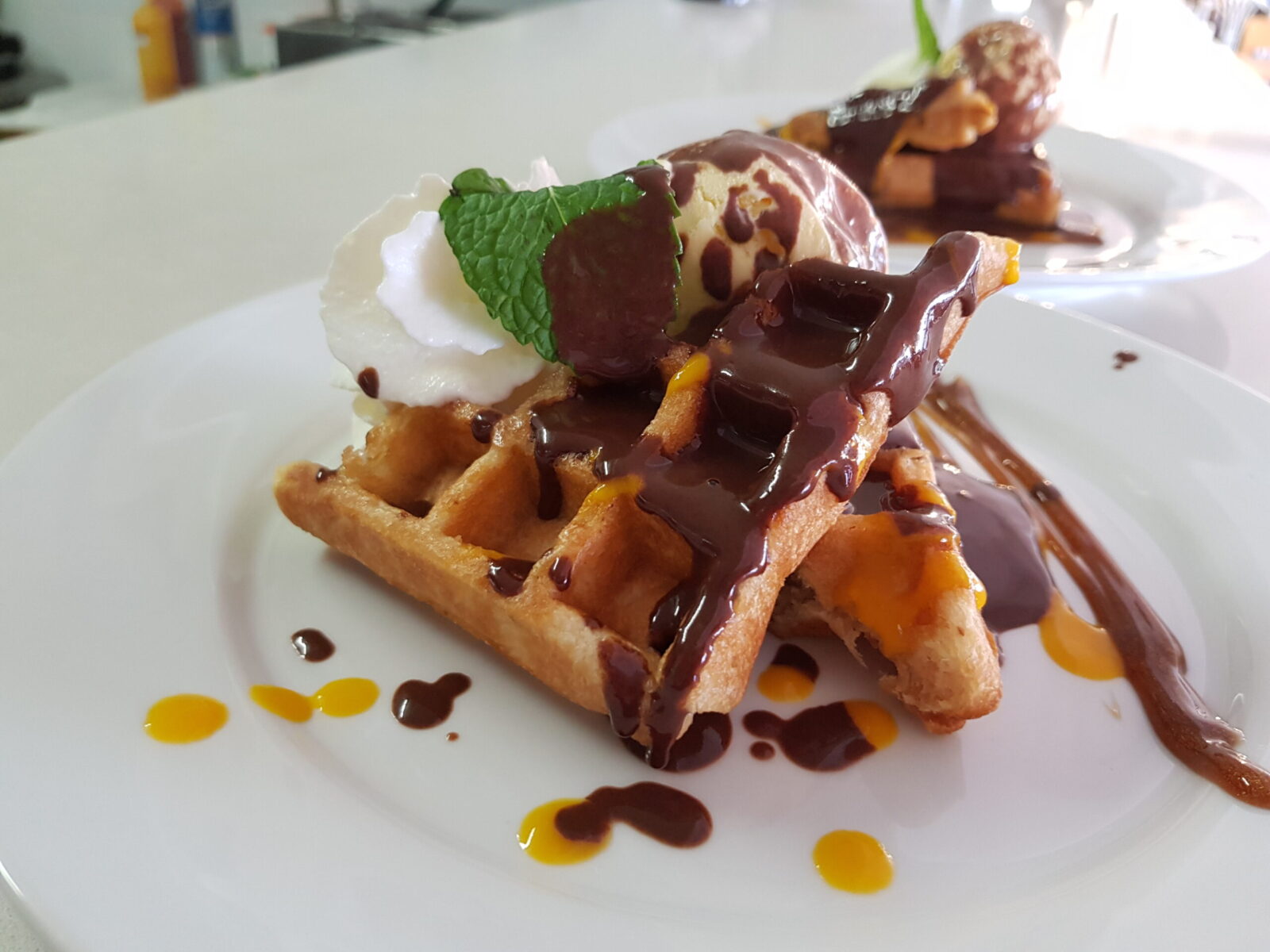 gofre con chocolate