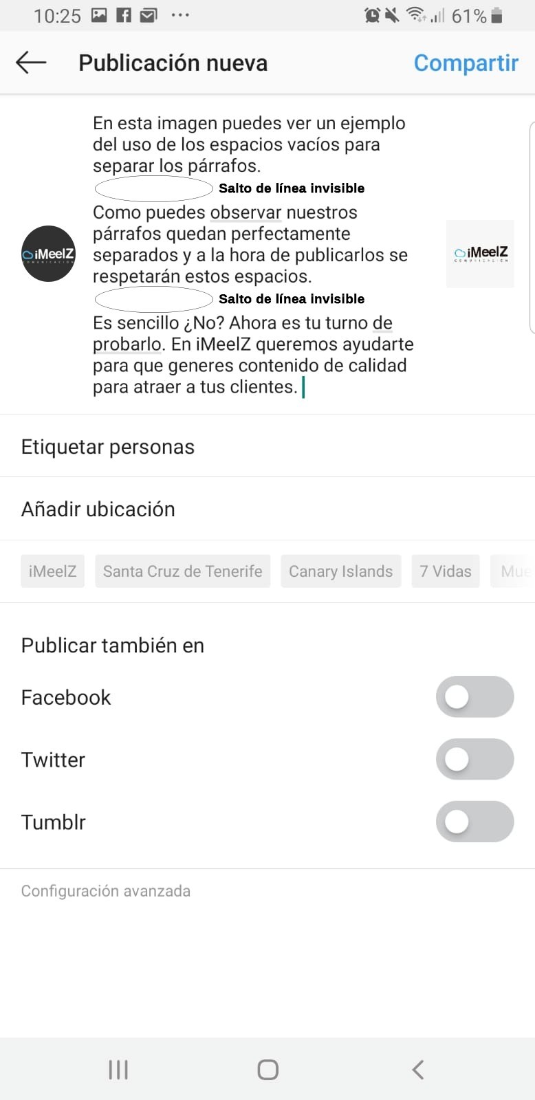 Cómo separar los párrafos de las publicaciones en instagram imagen 1